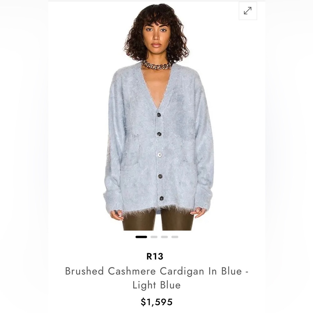 R13 brushed cashmere cardigan, size small